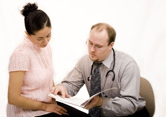 A doctor has a conversation with a patient.