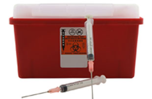 store syringes in a plastic storage bin