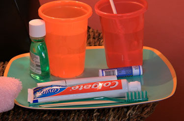 equipment for mouth care of a bedridden person